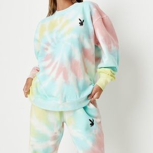 Missguided x Playboy Tie Dye Sweatsuit Set